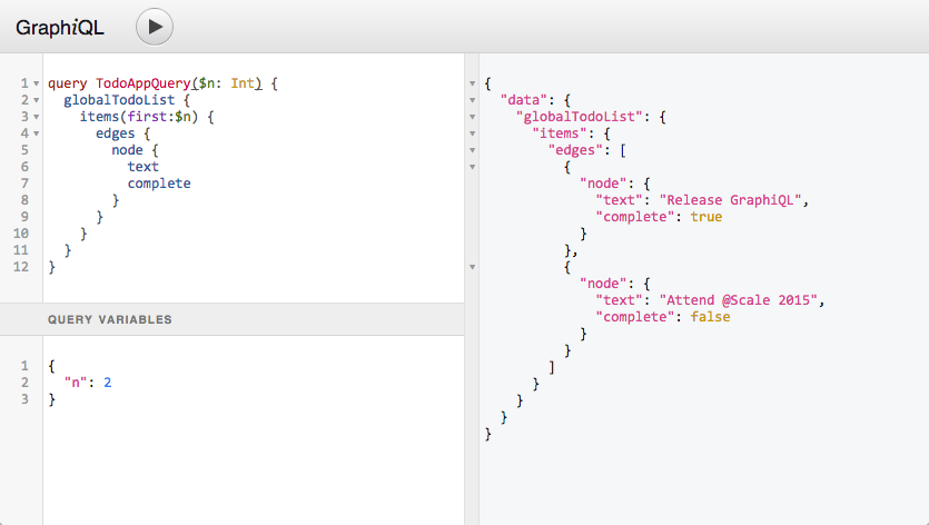 Screenshot of the graphiql editor