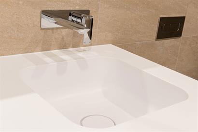Corian vanity basin waste