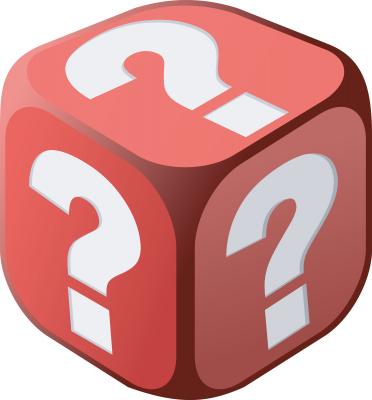 dice covered in question marks