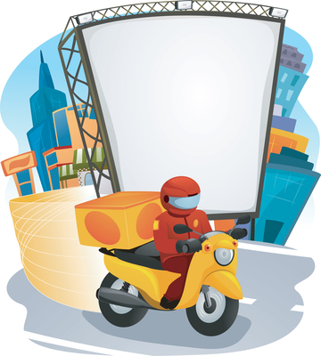 food delivery driver on mo-ped
