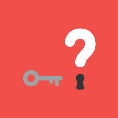 key and question mark with keyhole