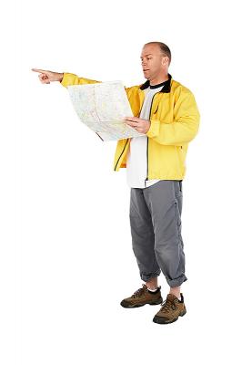 man holding map and pointing