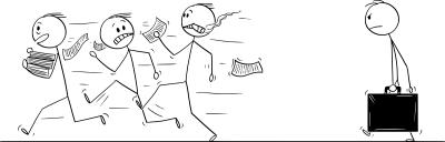 concept of men running from auditor