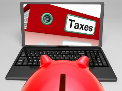 taxes file on laptop