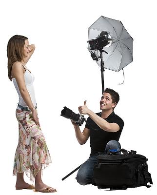 woman poses for photographer