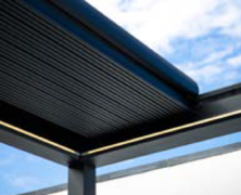 Close up of the louvered roof blades against the sky