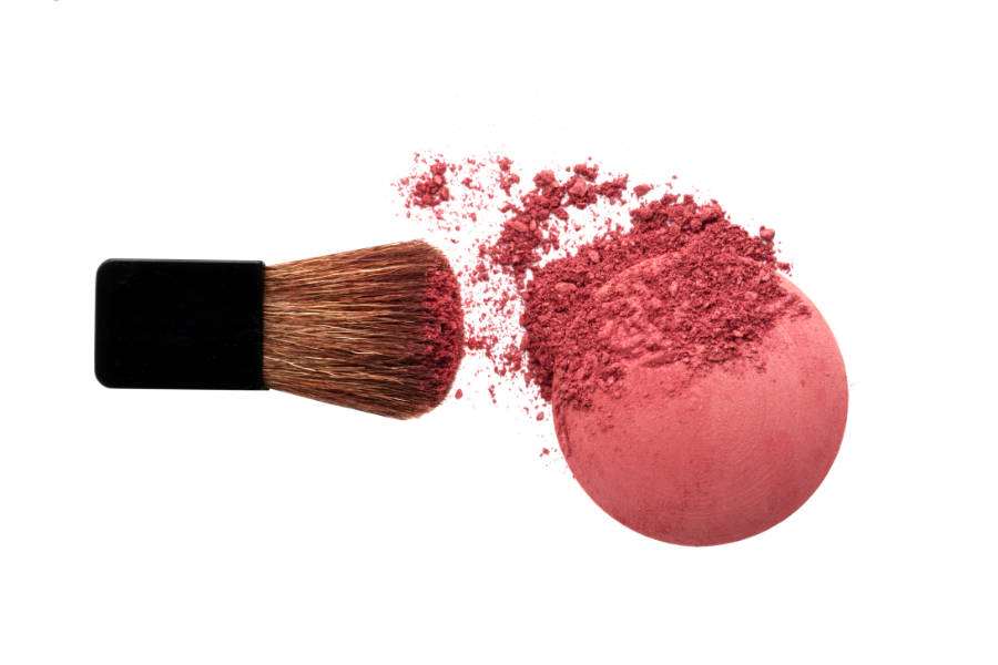 cosmetic blush powder with brush