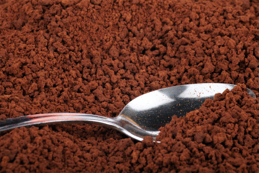 a spoon in freeze-dried coffee