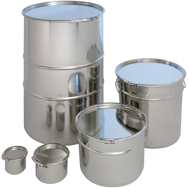 Stainless Steel Lidded Drum (with Foot Ring)