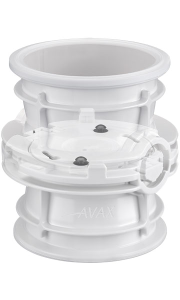Plastic AVAX valve docked with translucent top