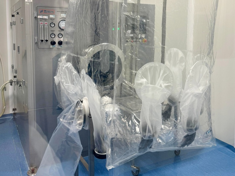 glove bag over process equipment