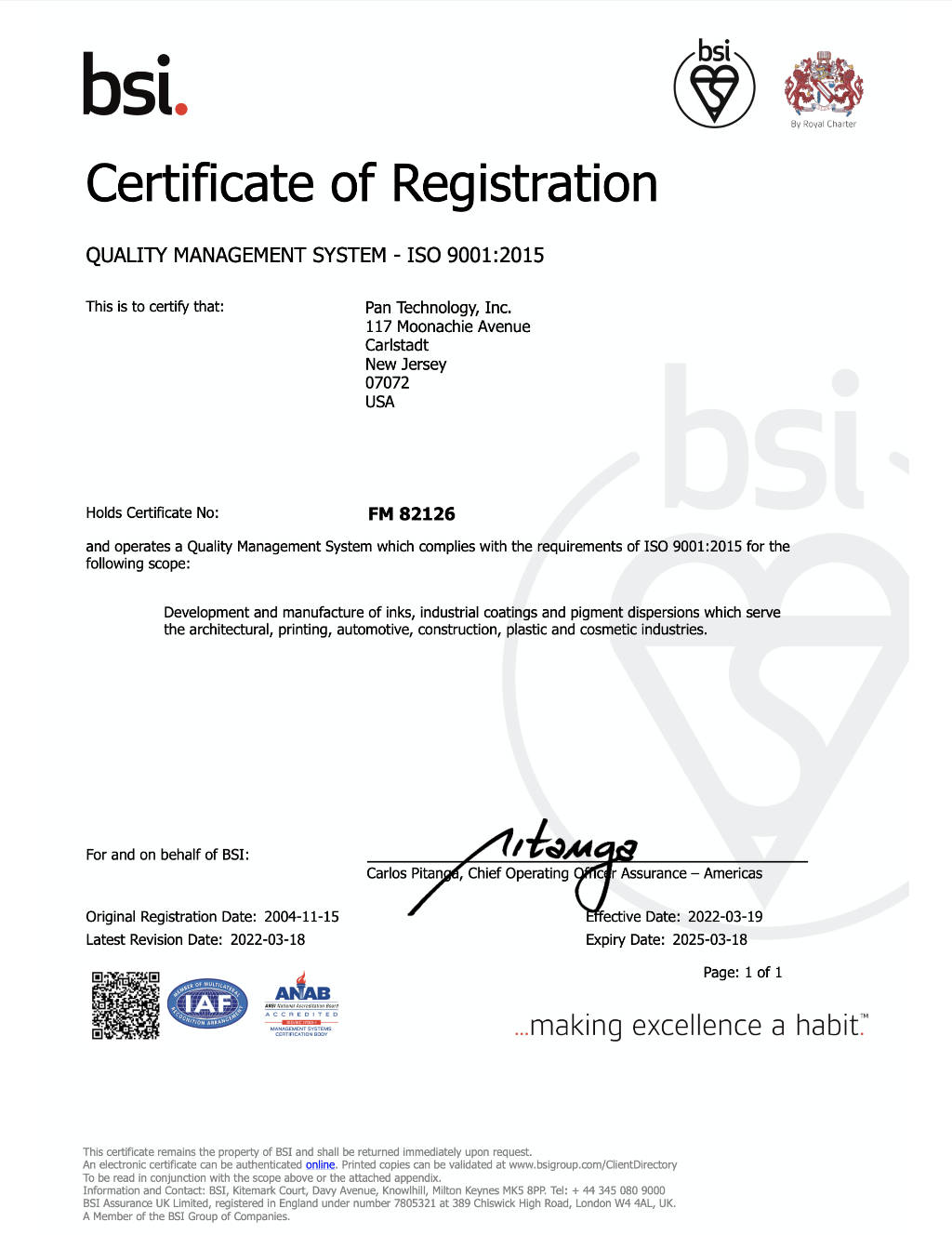 PAN Technology is a certified ISO 900:2008 supplier.