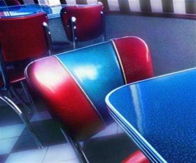 chairs with shiny vinyl coverings