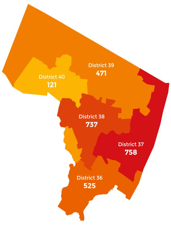 Map of Bergen County showing where enrollees live