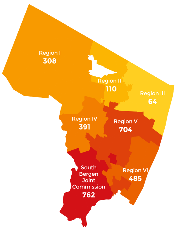 Map of Bergen County showing where enrollees live