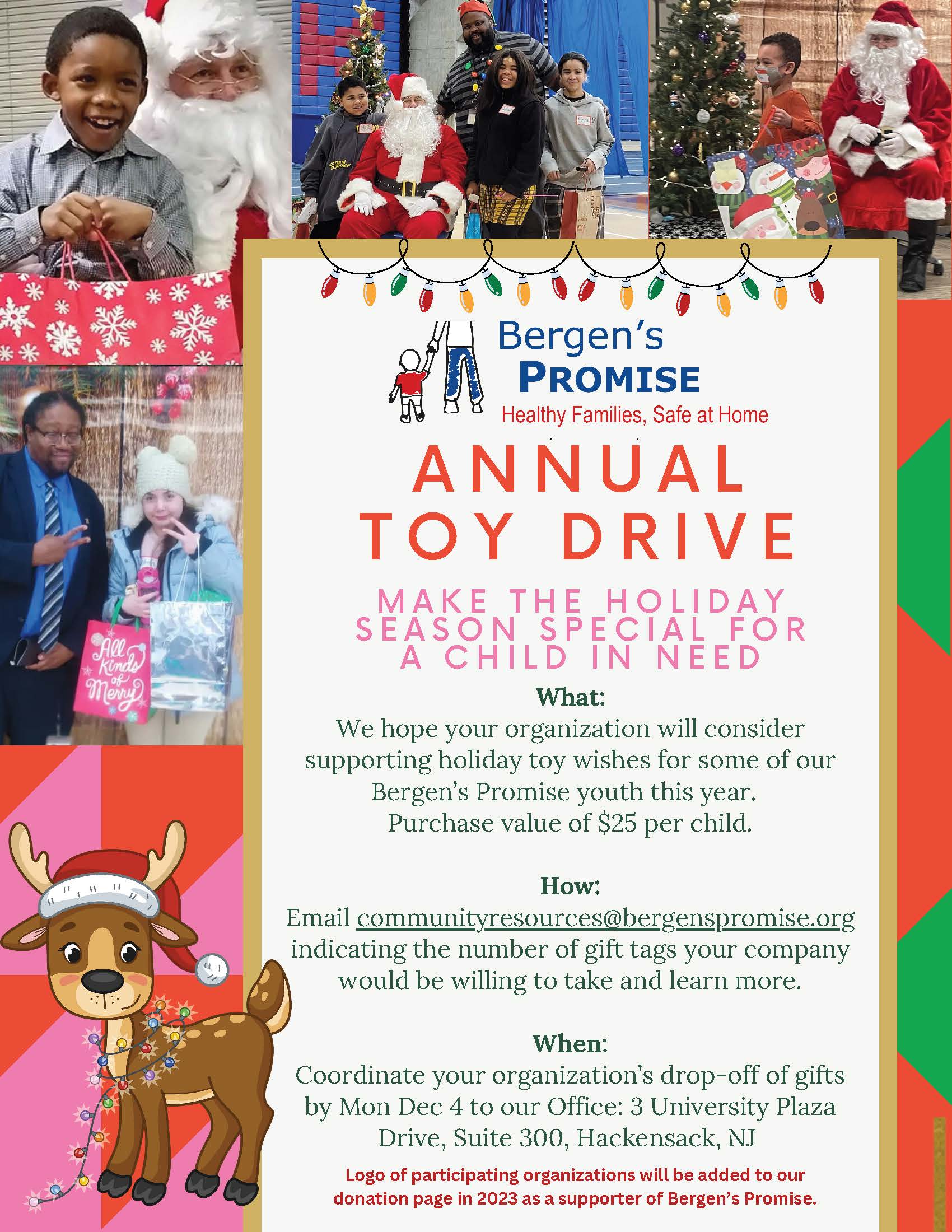 Support our 2023 Bergen's Promise Annual Holiday Toy Drive