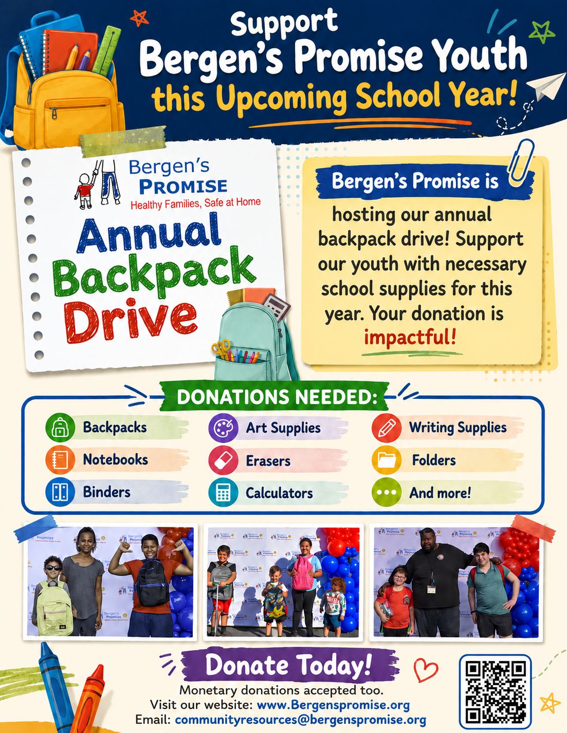 2026 Backpack & School Supply Drive - Support Bergen's Promise Youth