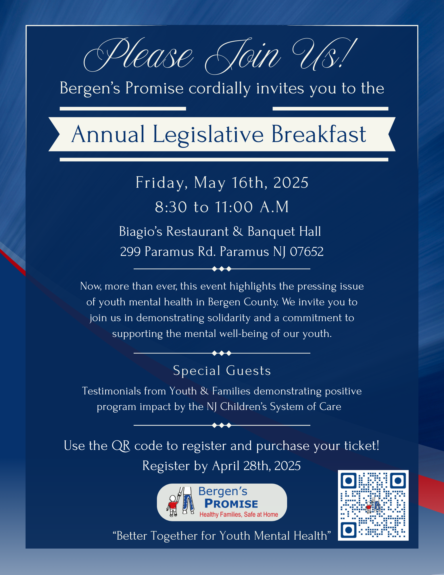 Bergen's Promise to Host 2nd Annual Legislative Breakfast in Support of NJ Children’s Mental Health