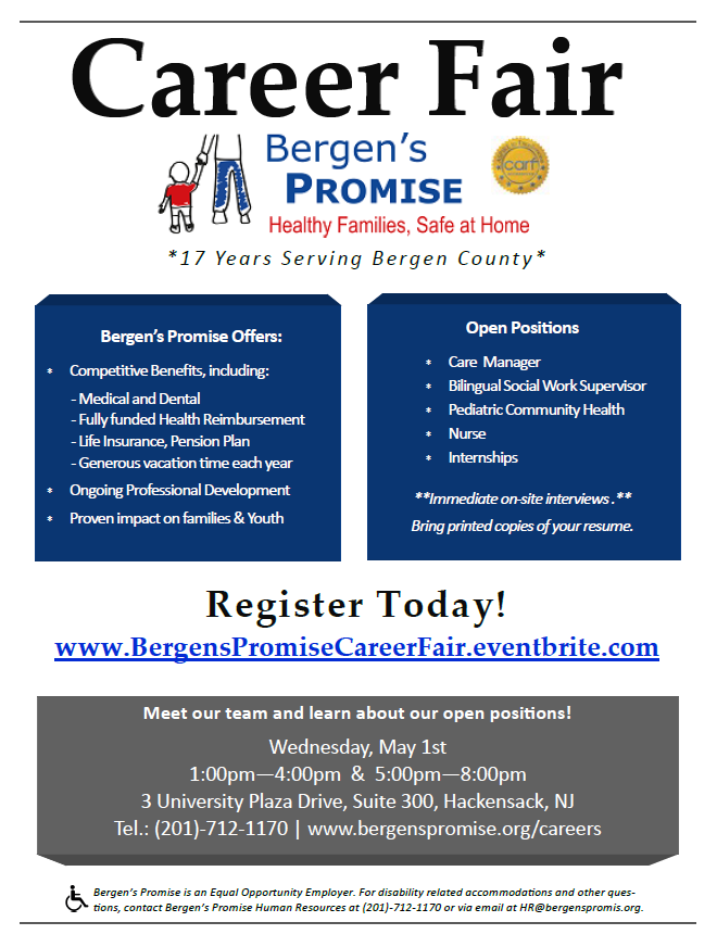 Bergen's Promise invites job seekers to register for Career Fair on May 1st