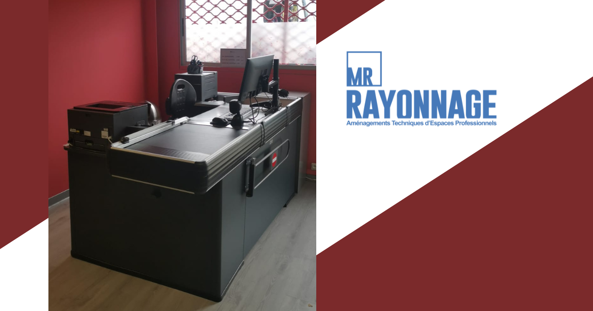 Nouveau meuble de sortie de caisse pour libre service - Mr RAYONNAGE Guadeloupe.