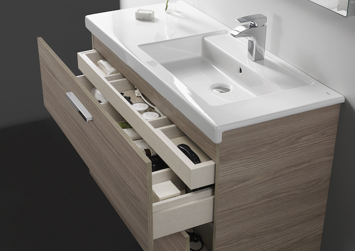 PRISMA N MEUBLE 900 2 TIR+LAV DROITE BLANC/FRENE A855954322