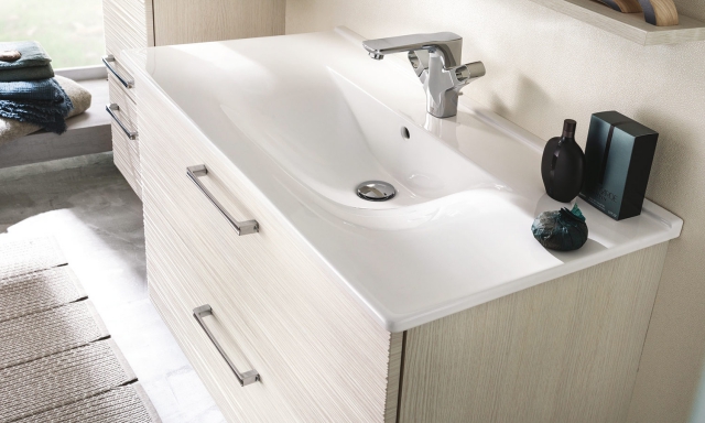 DELPHA ENS MEUBLE L90 GLACIER CHENE PL CERAMIQUE BL +MIR LED