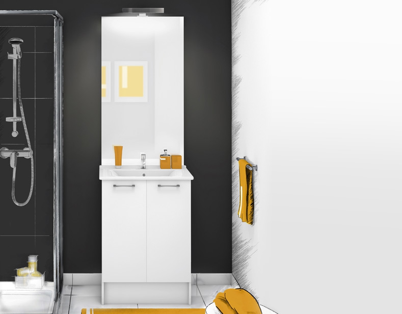 MEUBLE FEDO SALLE BAIN SUSPENDU 2 PORTES ETROITES