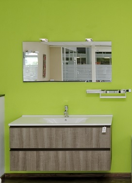 Ensemble Meuble 123cm Meuble + Plan Céramique + Miroir + Leds