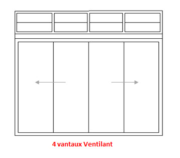 PORTE COULISSANTE 4 VANTAUX 2 PISTES GB BLANC