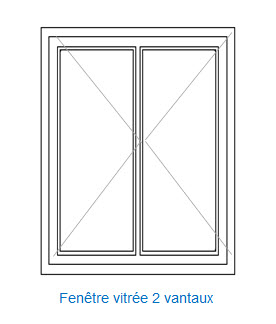 FENETRE OUVRANTE PVC 2 VANTAUX INTERIEURE BLANC