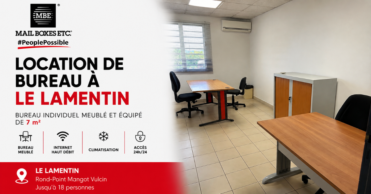 Bureau meublé et équipé de 15 m² à louer au Lamentin en Martinique