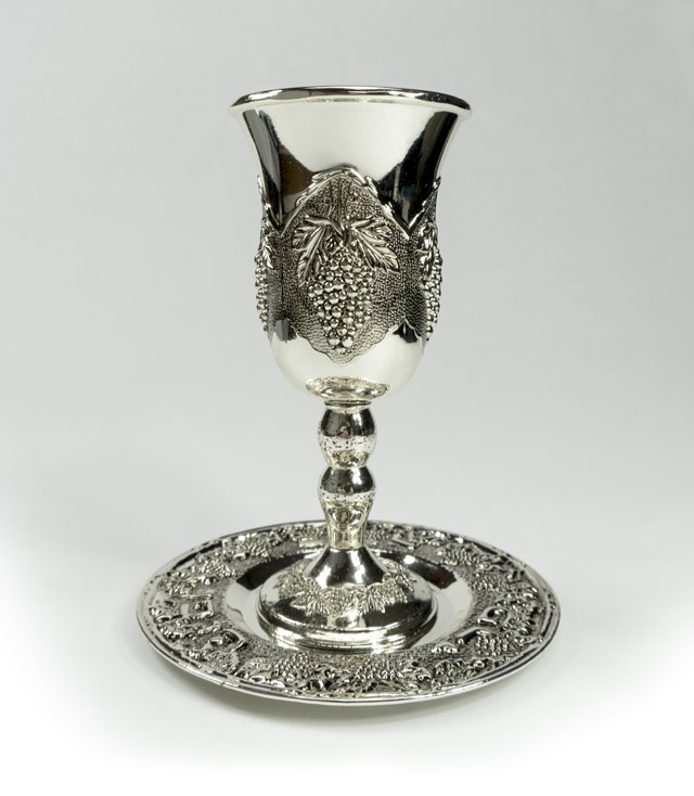 Kiddish Cup and Tray - Silver Plated
