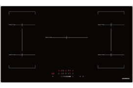 90cm 5 x Zone Touch Control Induction Hob 2 x Bridge Zone Black Frameless