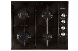 60cm 4 x Burner Gas Hob Enamel Pan Supports Black