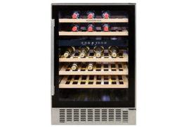 60cm Free Standing Built In Wine Cooler 46 Bottle Dual Zone Slim Inox Frame
