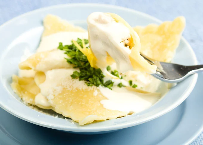 Pheasant Ravioli with Whisky Sauce