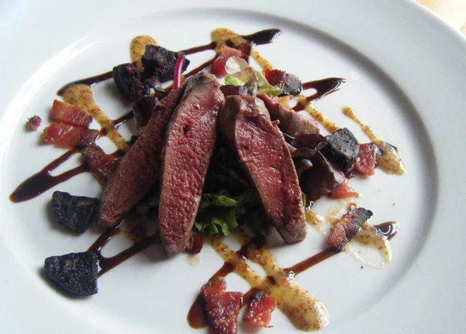 Warm Salad of Pigeon, Bacon & Black Pudding 