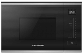 Slim Depth 20L Built In Microwave + Grill Wall Mounted Stainless Steel + Black Glass