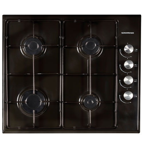 60cm 4 x Burner Gas Hob Enamel Pan Supports Black