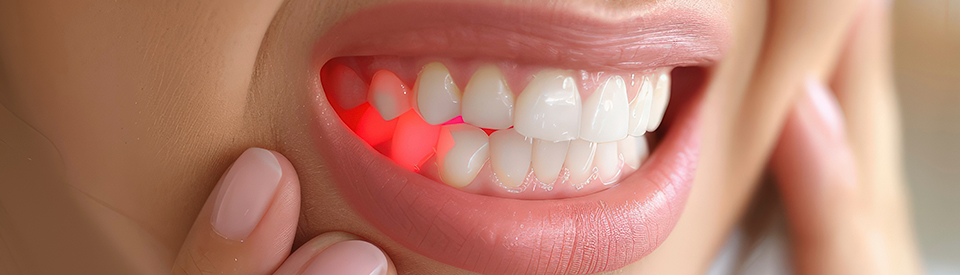 Close Up Tooth Pain In Red