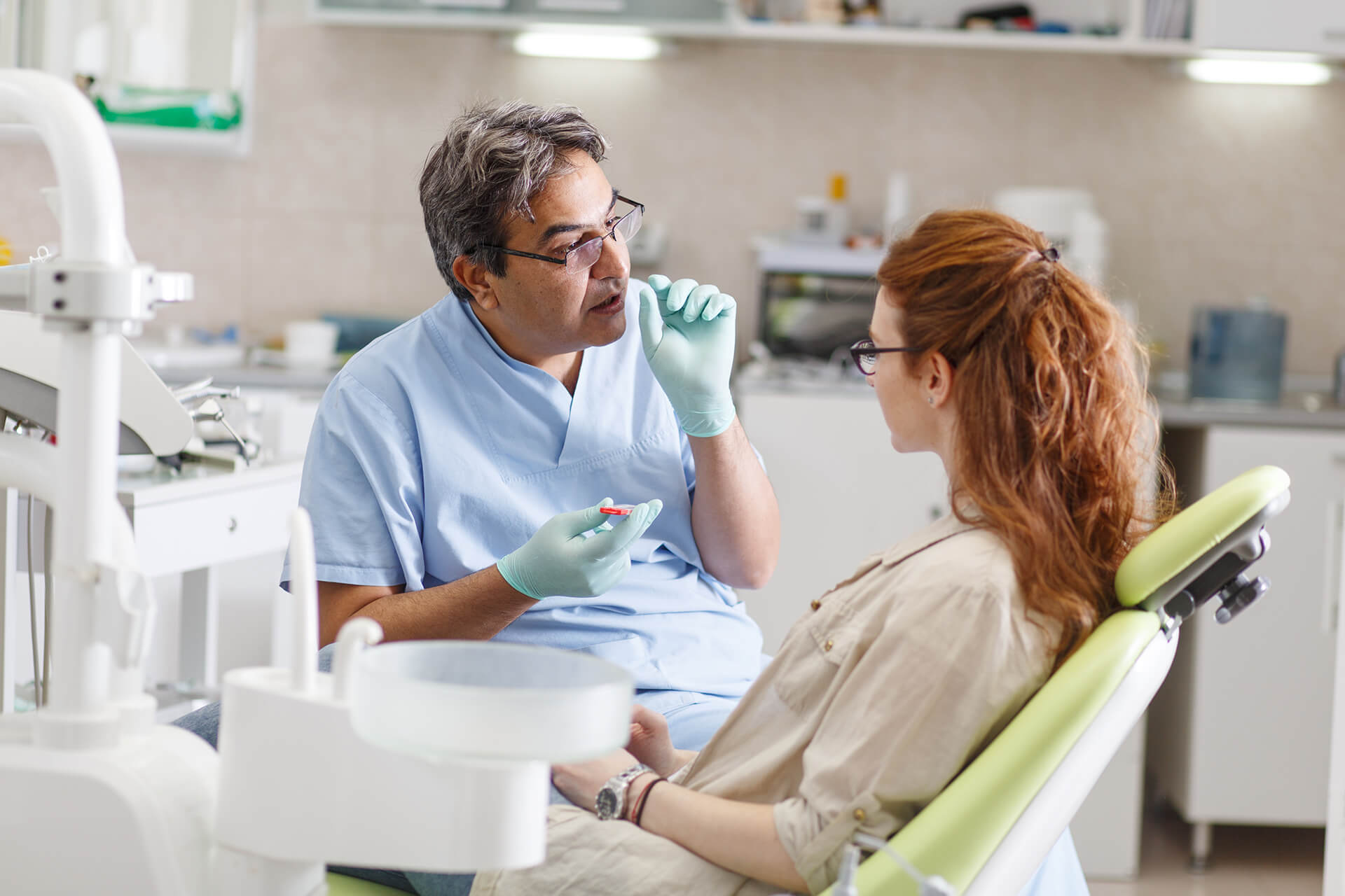 dentist consulting patient