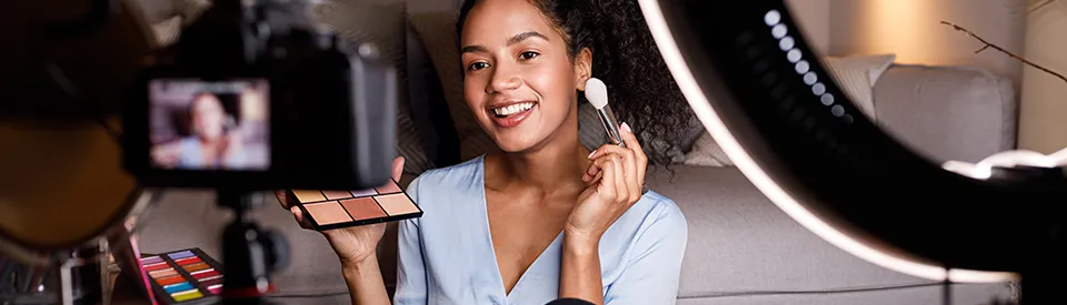 young girl doing makeup tutorial