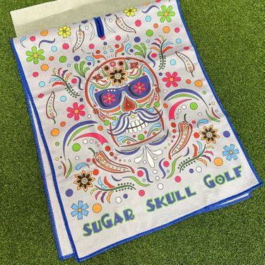 Sugar Skull Golf - Cinco De Mayo (Gray)  - Microfiber Waffle Towel (40x16)