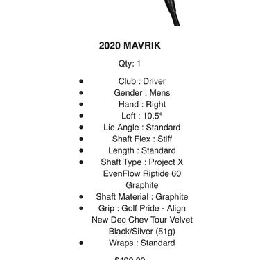 2020 Mavrik Driver 10.5
