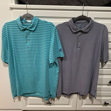 Peter Millar - 2 Large Lightweight Polos - TL/GY - Excellent!