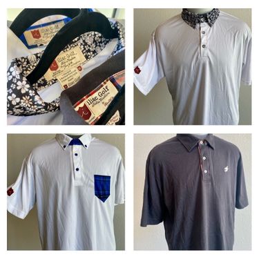 Iliac Golf Shirts - 3 X Large - BK/WH/BL - Excellent!