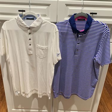 Greyson - 2 Large Lightweight Polos - BL/WH - Excellent!
