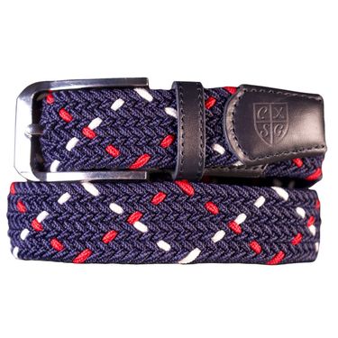 Premium Webbed Belt - Red, White, & Blue w/ Navy Leather