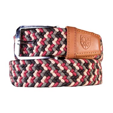 Premium Webbed Belt - Multi Color w/ Brown Leather 