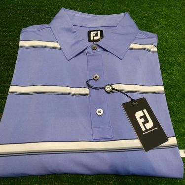 FootJoy Open Stripe Lisle Self Collar Blue Violet Golf Shirt Large 29160